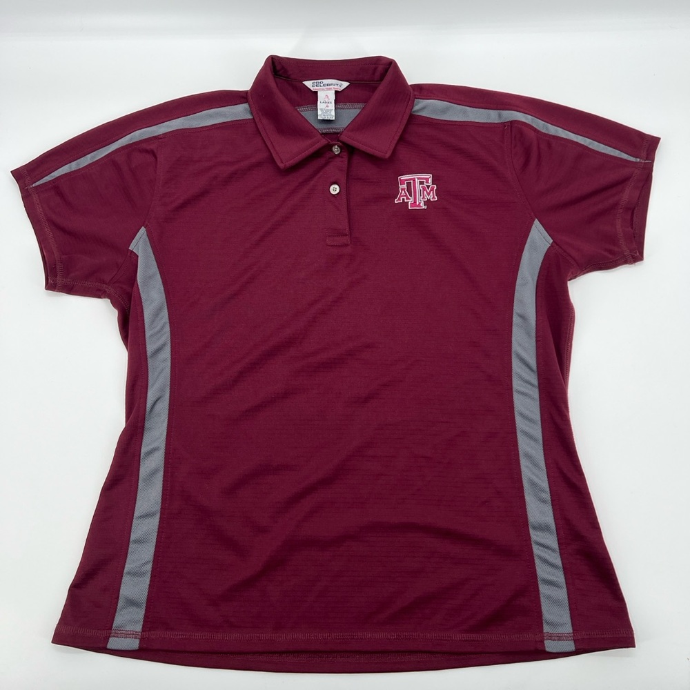 Texas A&M Womens Large Short Sleeve Collar Sporty Aggie Button Polo T Shirt